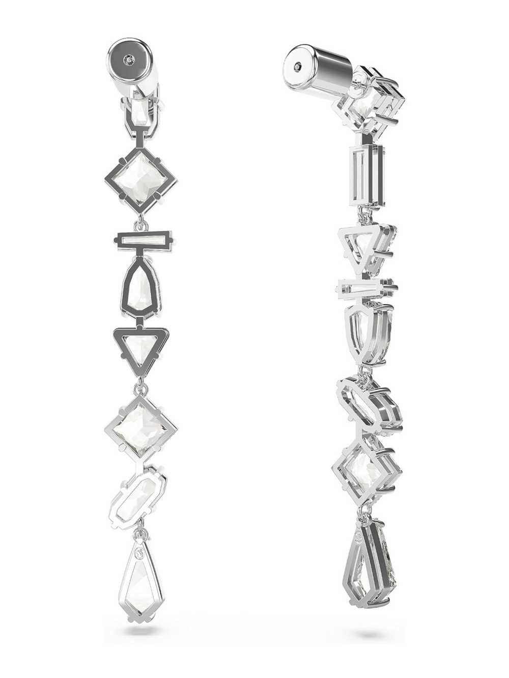 Swarovski Clear Multi-Shape Linear Mesmera Drop Earrings - New - Picture 4 of 8
